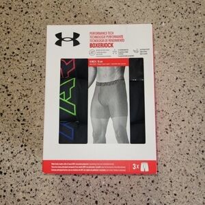 Under Armour Boxerjock 3 Pk Mens Medium 31-34 Performance Tech Blk Boxer Briefs